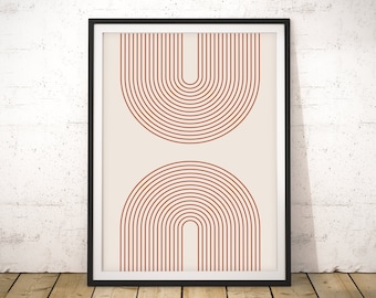 Mid Century Modern Geometric Lines Print: Abstract Art (Digital Download)