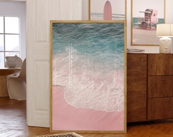 Blush Pink Beach Print Set: Modern Coastal Wall Art (Digital Download)