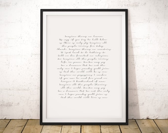 Custom Lyrics Print, Song Lyrics Wall Art, Song Lyrics Print, Personalized Gift, Wedding Song Lyric Art, First Dance Print, Anniversary