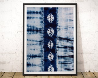 Indigo Tie Dye Print: Geometric Boho Wall Art (Digital Download)