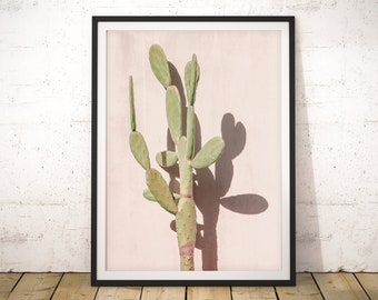 Cactus Print, Prickly Pear Cactus Print, Cactus Shadow Photography, Boho Wall Art, Bohemian Print, Printable Art, Cactus Poster, Art Print