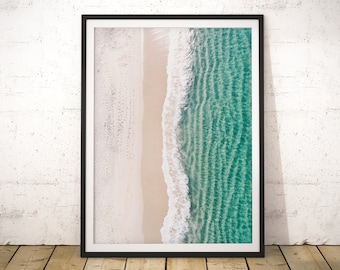 Aerial Beach Print: Turquoise Ocean Photography, Coastal Wall Art (Digital Download)