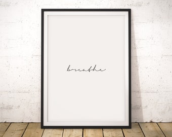 Breathe Schriftzug: Minimalistische Yoga Schrift (Digitaler Download)