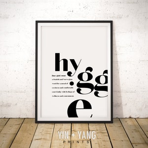 Hygge Print, Hygge Definition Print, Housewarming Gift, Printable, Scandinavian Print, Black and White Print, Typography Print, Definition