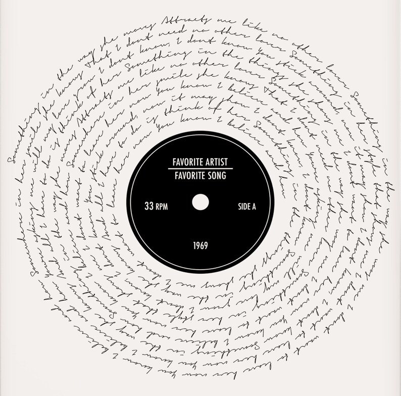 Vinyl Print Custom Song Lyric Print Wedding Song Lyrics Art Etsy