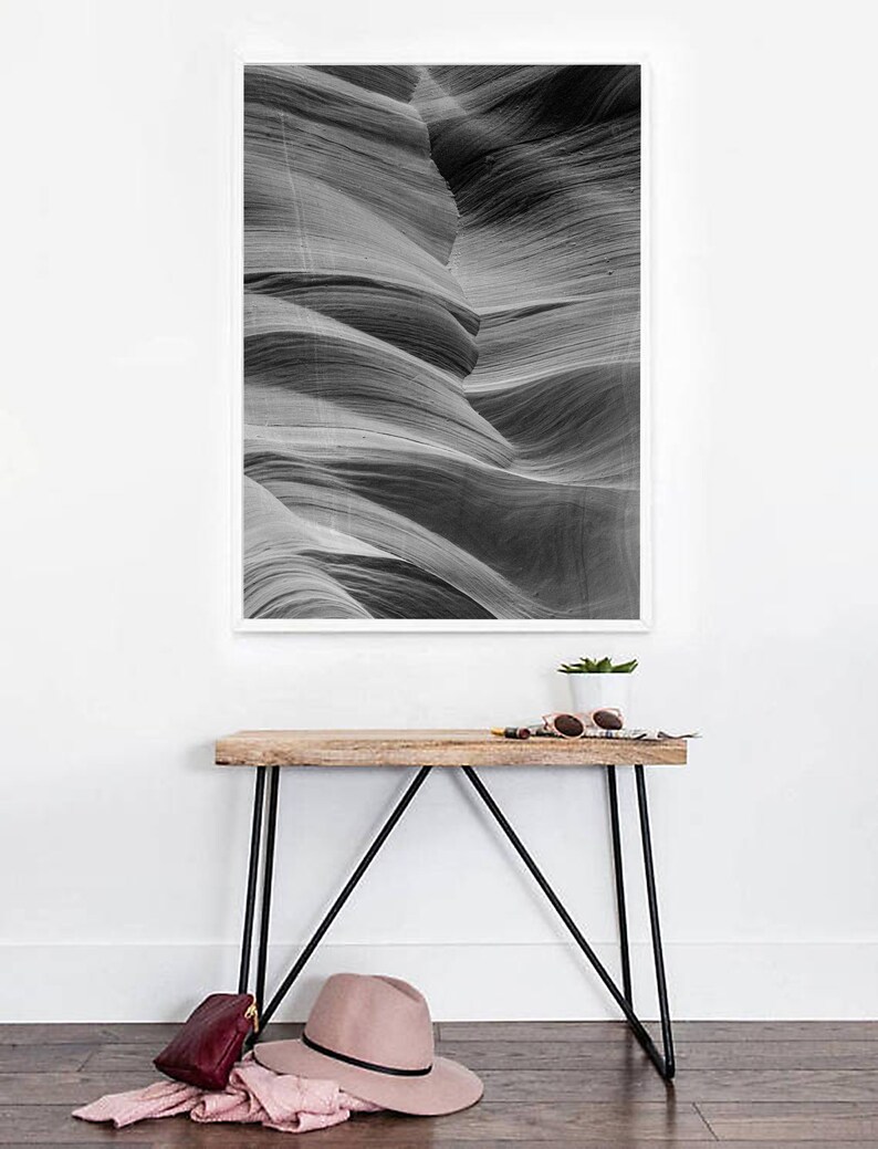 Black and White Wall Decor Antelope Canyon Canyon Art Poster Landscape Photography Wall Art Abstract Landscape Print Fine Art Print