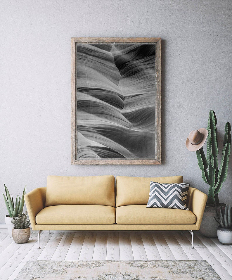 Black and White Wall Decor Antelope Canyon Canyon Art Poster Landscape Photography Wall Art Abstract Landscape Print Fine Art Print