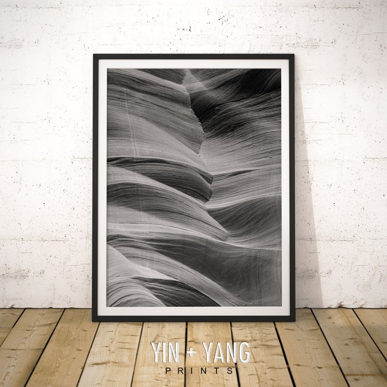 Black and White Wall Decor Antelope Canyon Canyon Art Poster Landscape Photography Wall Art Abstract Landscape Print Fine Art Print