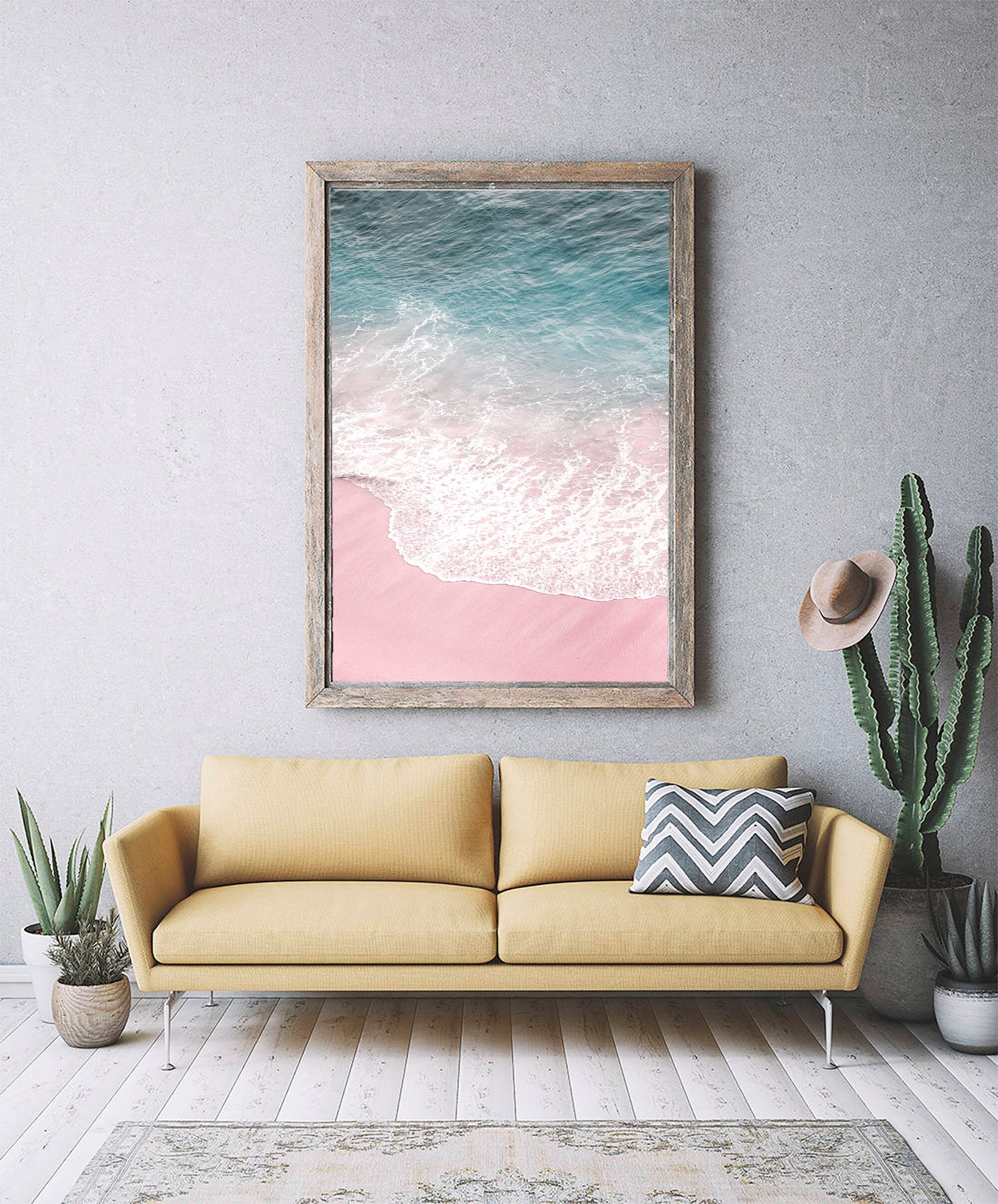 Pink Beach Wall Art Pastel Beach Print Pink Ocean Print Etsy