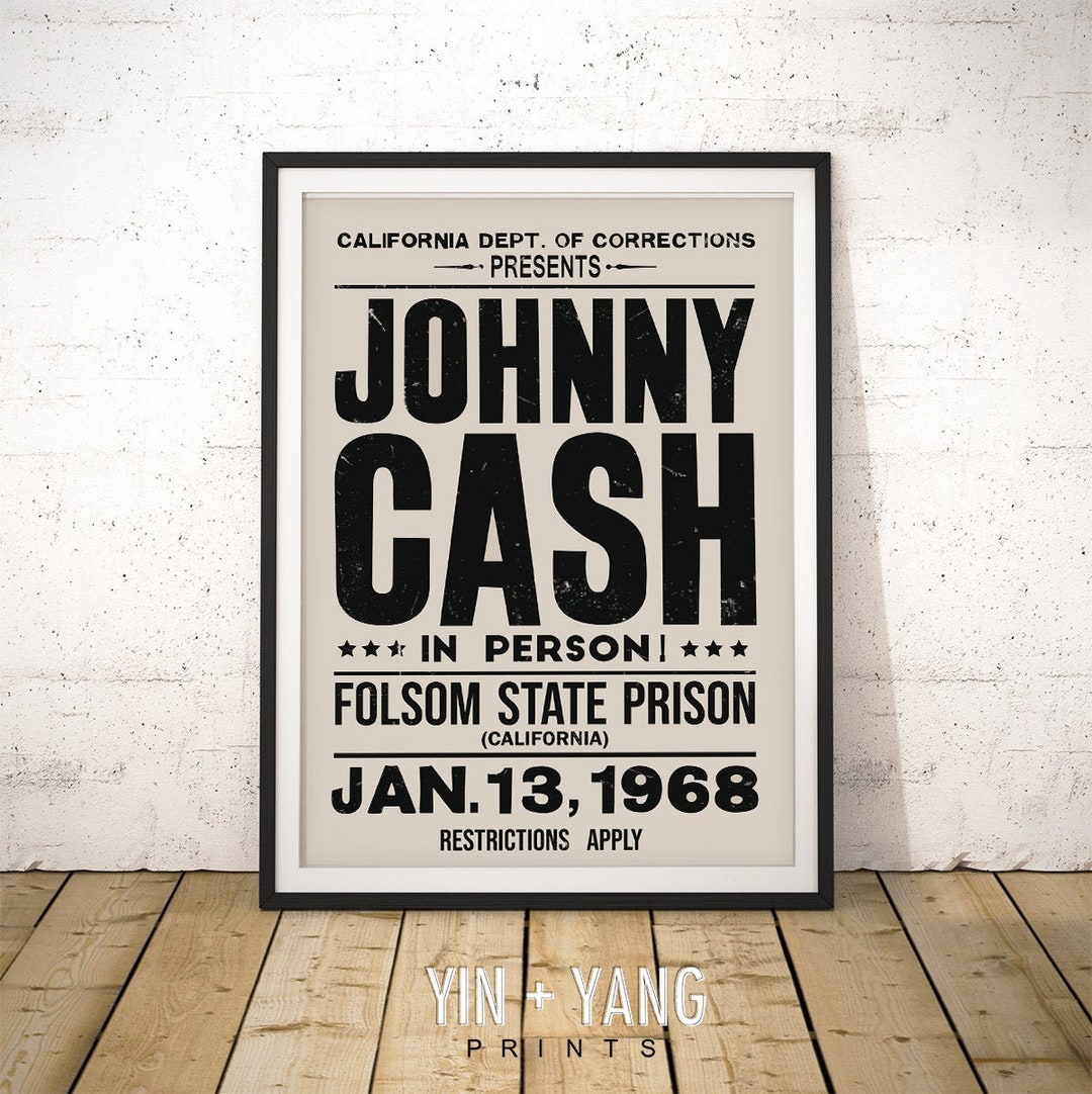 Johnny Cash Print, Johnny Cash Concert Poster, Johnny Cash Wall Art