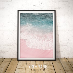 Pink Beach Print: Dreamy Pastel Ocean Wall Art (Digital Download)