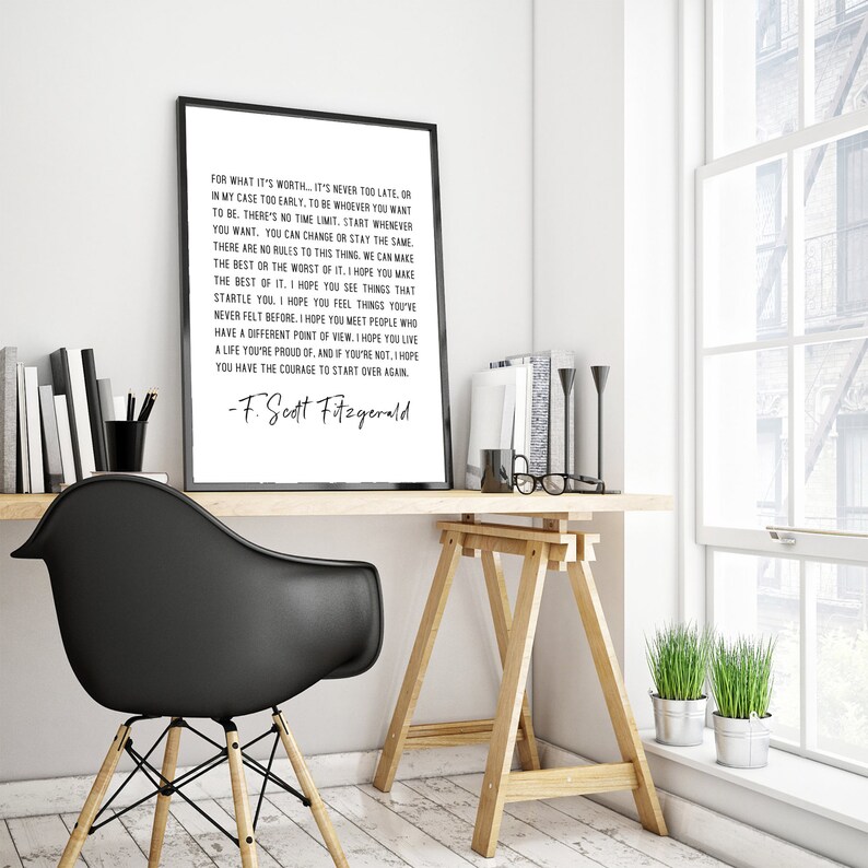 F Scott Fitzgerald for What It's Worth Quote Inspirational Etsy