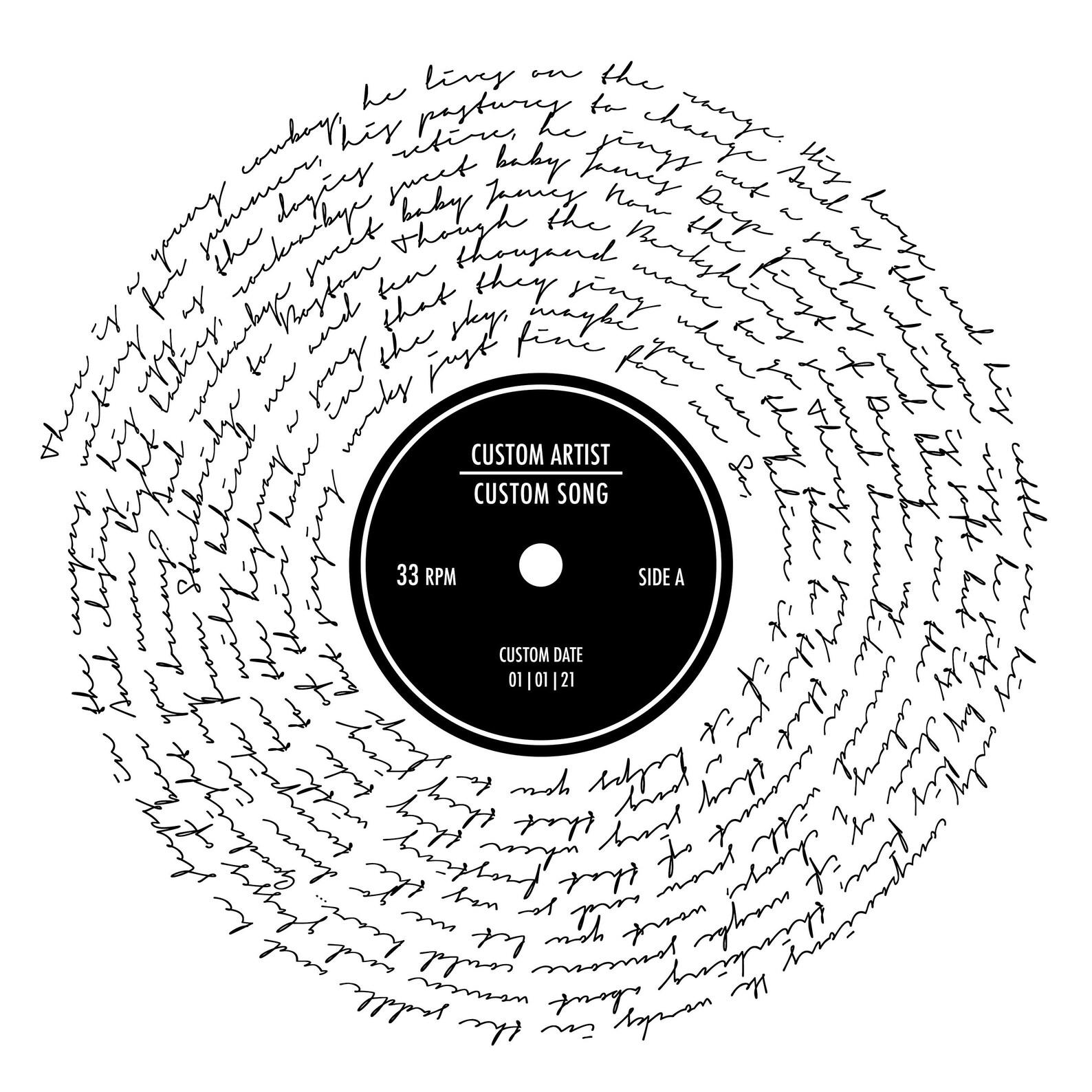 Custom Vinyl Lyrics Print Vinyl Record Wall Art Wedding Song Etsy