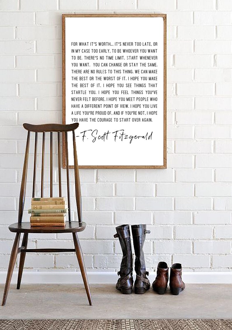 F Scott Fitzgerald for What It's Worth Quote Inspirational Etsy