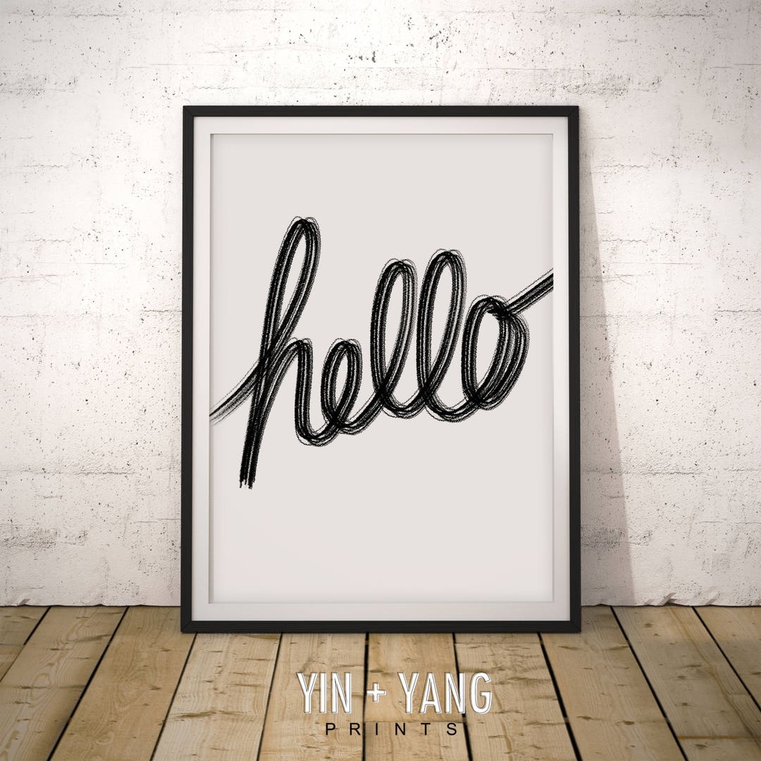 Hello Print, Hello Printable, Minimalist Art, Black and White, Hallway ...