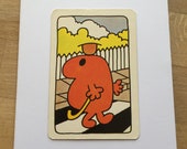 MR TOPSY TURVY Blank Greetings Card. Vintage Playing Card. Mr Men