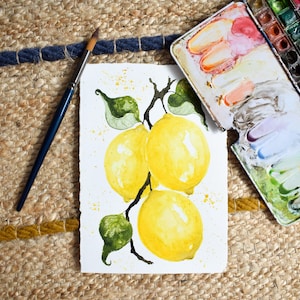 LIMONES / acuarela original / obra de arte tamaño A4 A5