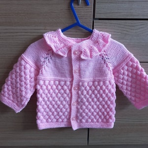 Hand knitted baby cardigan ,Knitted baby clothes ,baby knits,girl sweater