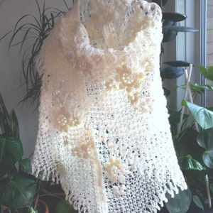 Crochet shawl ,bridal bolero,ivory cover up, wedding shawl, bridal shawl,triangle shawl,bridal shrug,winter wedding