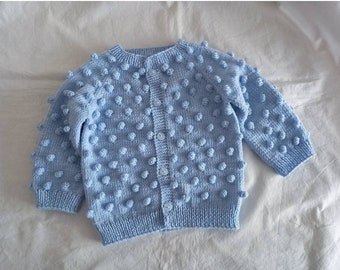 hand knitted popcorn baby  cardigan ,knitted baby clothes ,baby boy gift,kids sweaters, knit cardigan ,knit boys sweater