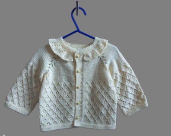 handgebreid katoenen babyvest, kindervest, cadeau babymeisje