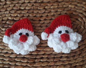 crochet santa applique set of 2,embellishments, sewing ,card making