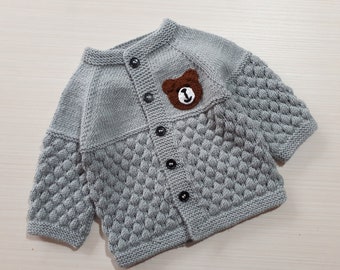 hand knitted baby cardigan, knitted baby clothes ,baby shower gift ,baby knits