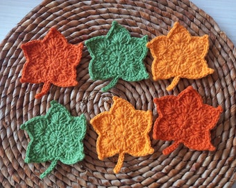 crochet maple leaves applique motif, Autumn leaf ,embellishments, scarpbooking, sewing