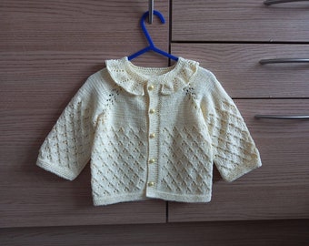 hand knitted cotton baby cardigan ,kids cardigan ,baby girl gift