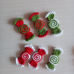 bonbons au crochet, bonbons à la menthe poivrée, aliments au crochet, décoration de Noël, décoration de cuisine, couture, embellissements scarpbooking