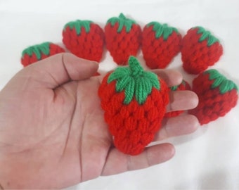 crochet 3d strawberry applique  , knitted chunky strawberry cardigan ,gift for her ,embellishments ,sewing ,scarpbooking