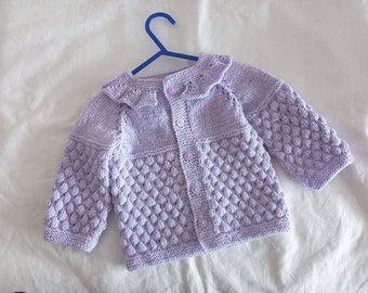 hand knitted baby girl cardigan ,baby shower gift girl ,knit baby clothes