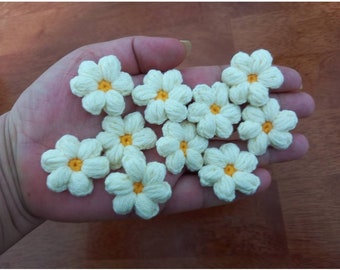 Motif appliqué de mini marguerites au crochet, embellissements, fabrication de cartes, scrapbooking