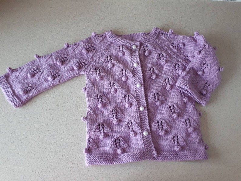 Hand knitted baby cardigan ,knitted baby clothes,cotton baby clothes ,knit toddler sweater image 2