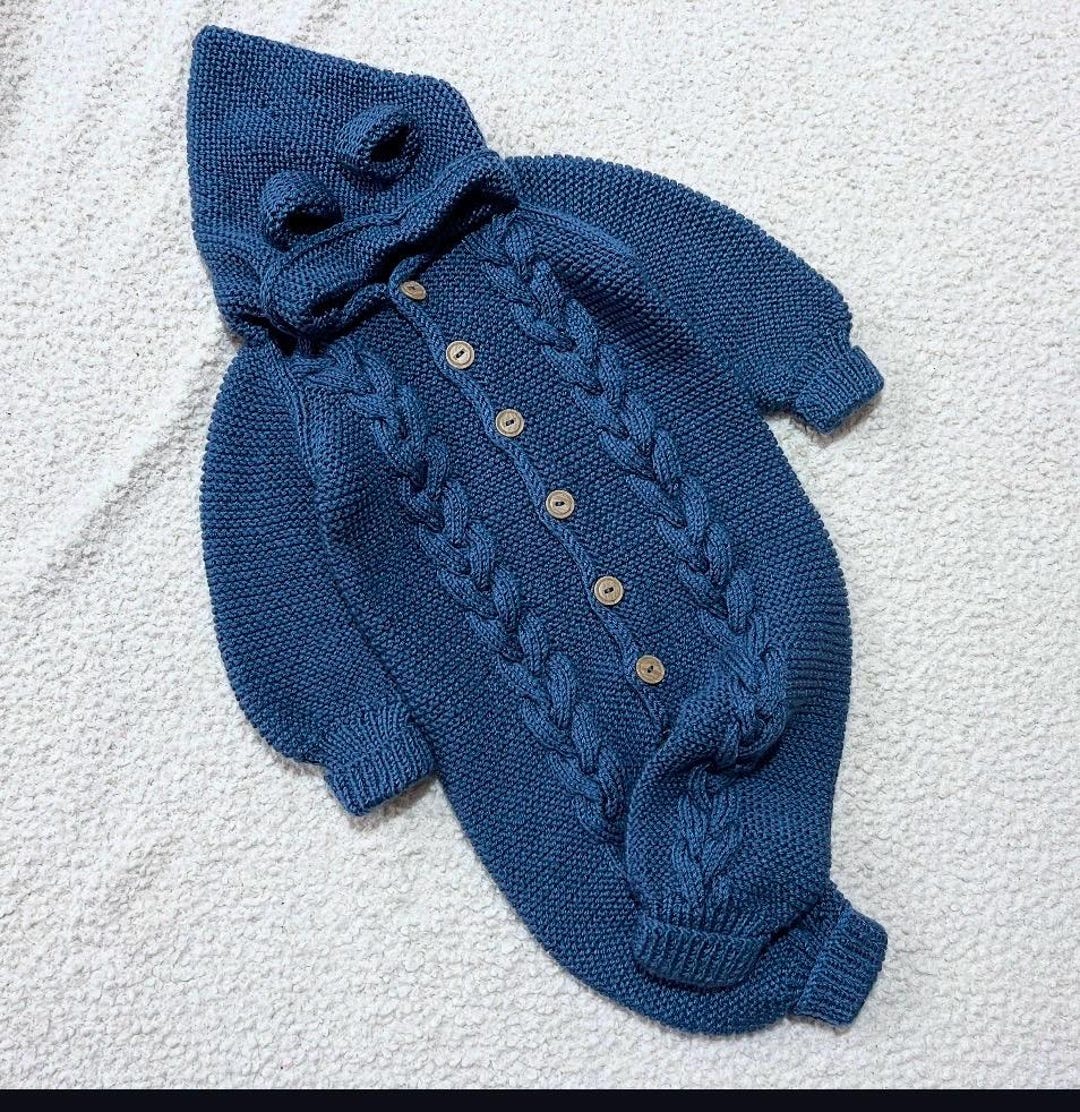 Baby Girl Twist Hooded Knitted Romper