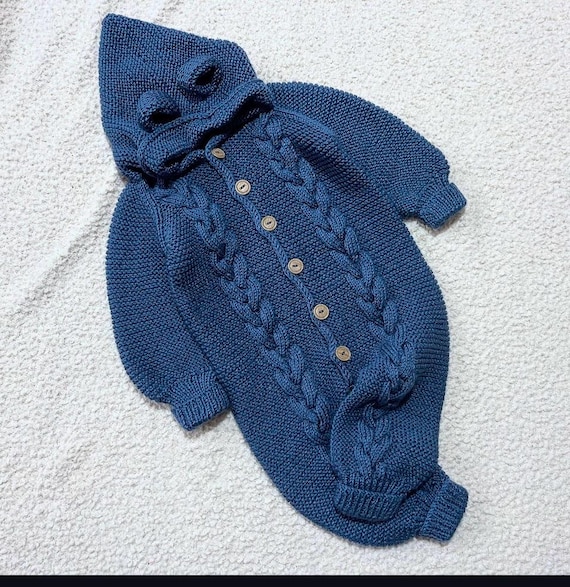 hand knitted baby romper ,baby body suit handmade ,baby gift ,baby winter  outfit,unisex hand knitted baby jumpsuit