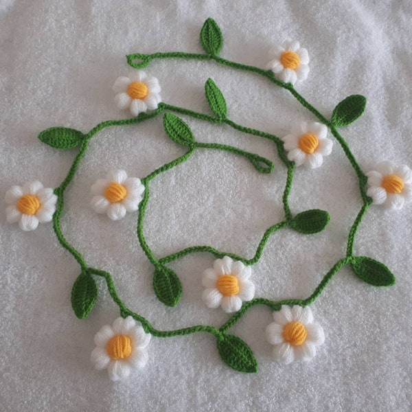 crochet  garland ,summer garland ,bunting, home decor, nature garland,daisy flower garland