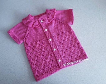 Hand knitted cotton baby girl clothes ,baby cardigan ,baby girl vest