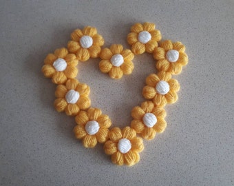 10 pieces crochet 3D  flowers ,chunky flower cardigan ,daisy flower sweater ,crochet applique motif