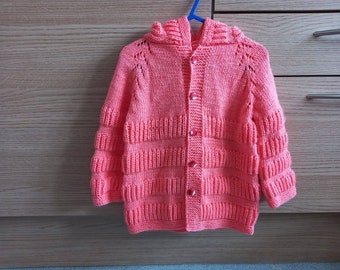 Hand knitted hoodies baby cardigan /knitted baby sweater/toddler cardigan