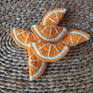 gehäkelte Orange Applikation Motiv, Verzierungen, Nähen, Orange Scheibe Applikation, Obst Applikation