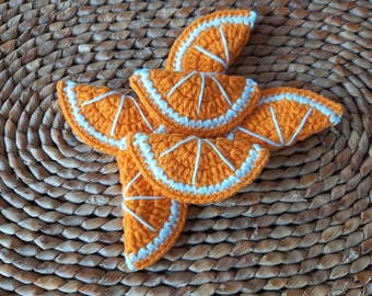 Motif appliqué orange au crochet, embellissements, couture, appliqué tranche d'orange, appliqué fruit