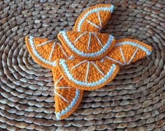 crochet orange applique motif, embellishments, sewing ,orange slice applique ,fruit applique