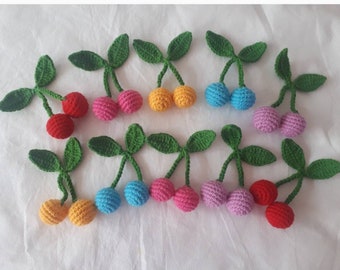 10 pieces crochet cherry knitted  chunky cherries cardigan ,cotton cherries ,kids kitchen accessories