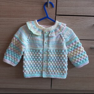 Knitted baby girl cardigan,knitted baby clothes,rainbow baby cardigan,knitted outfit baby
