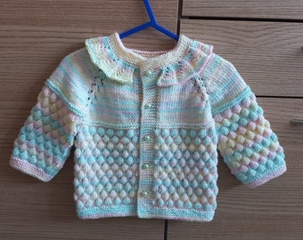 Knitted baby girl cardigan,knitted baby clothes,rainbow baby cardigan,knitted outfit baby