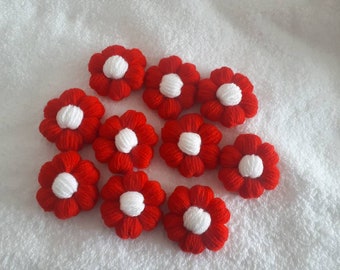 crochet flowers ,10 pieces crochet flowers applique motif, 3d flowers ,chunky cardigan ,embellishments