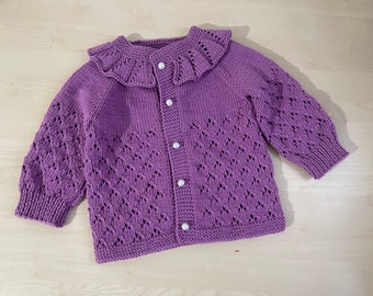 Hand knitted baby cardigan ,knit organic cotton baby clothes ,baby gift ,baby knits