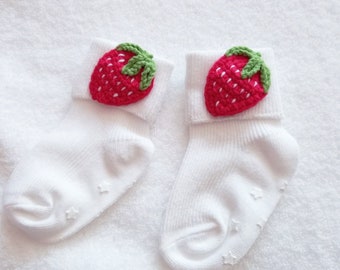 strawberry baby socks ,baby girl socks ,baby shower gift