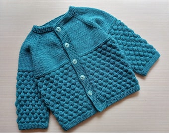 Hand knitted baby boy cardigan ,knitted baby clothes ,baby sweater ,baby gift ,kids cardigan